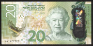 New Zealand - $20 - Wheeler - Near Solid Serial - DH16 777771 - Fine