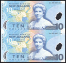 New Zealand - 1999 - $10 Uncut Polymer Pair - AA Prefix - Presentation Folder