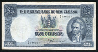 New Zealand - 5 Pounds - Hanna - 8/V 546221 - Last Prefix - Fine