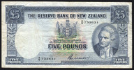 New Zealand - 5 Pounds - Wilson - 8/W 733631 - Fine