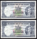New Zealand - 5 Pounds - Fleming - Consecutive Pair - K3 910008-910009 - VF