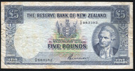 New Zealand - 5 Pounds - Wilson - Last Prefix - 5/Y 983592 - gFine