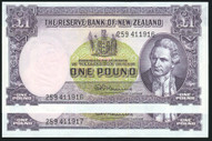 New Zealand - 1 Pound - Fleming - Consecutive Pair - 259 411916 - 411917 - EF