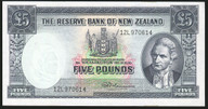New Zealand - 5 Pounds - Fleming - Last Prefix - 12L 970614 - Unc