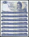 New Zealand - 10 Dollars - Wilks - 7 Consecutive - 14S 118025 - 118031 - aUnc