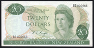 New Zealand - 20 Dollars - Knight - First Prefix - BS 000666 - VF