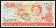 New Zealand - 5 Dollars - Russell - Last Prefix - JHF 981452