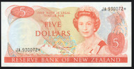 New Zealand - 5 Dollars - Hardie - Star Note - JA 930072* - Unc