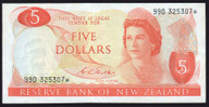 New Zealand - 5 Dollars - Wilks - Star Note - 990 325307* - VF