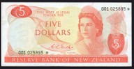 New Zealand - 5 Dollars - Wilks - Star Note - 001 025895* - gEF