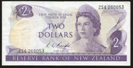 New Zealand - 2 Dollars - Knight - Last Prefix - 2S4 260053 - gVF