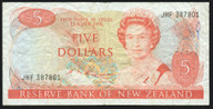 New Zealand - 5 Dollars - Russell - JHF387801 - Last Prefix