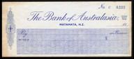 New Zealand - Cheque - The Bank Of Australisia - No. C 3,222