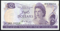 New Zealand - 2 Dollars - Wilks - 0E0 000326 - First Prefix - Low Serial - gEF