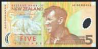 New Zealand - 5 Dollars - Brash - AA99 000049 - First Prefix - Low Serial - Unc