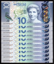 New Zealand - 10 Dollars - Wheeler - AA15 999360-69 - First Prefix - 10 Consecutive - Unc