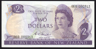 New Zealand - $2 - Wilks - 0E0 000313 - First Prefix - aUnc