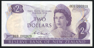 New Zealand - $2 - Wilks - 0E0 000929 - First Prefix - aUnc