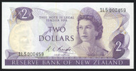 New Zealand - $2 - Knight - 1L5 000459 - First Prefix - Low Serial - Unc
