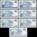 New Zealand - $10 - Russell - Major Error - 7 Consecutive Wet Ink Transfers - aUnc