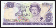 New Zealand - $2 - Russell - EHG000100 - First Prefix - Low Serial - Unc