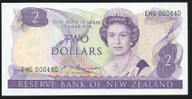 New Zealand - $2 - Russell - EHG000440 - First Prefix - Low Serial - Unc