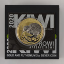 New Zealand - 2020 - Silver $2 Proof Coin - Kiwi - Gold & Ruthenium