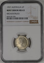 Australia - 1957 - Sixpence - Error - Broadstruck - NGC MS63