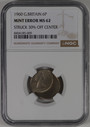 Great Britain - 1960 - Sixpence - Error - Struck 30% Off Center - NGC MS62