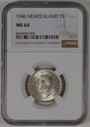 New Zealand - 1946 - Shilling - NGC MS64