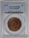 New Zealand - 1941 - Penny - PCGS MS64 RB