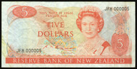 New Zealand - $5 - Russell - Low Serial - JFH000005 - Fine