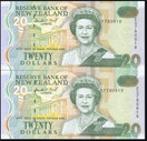 New Zealand - $20 - Brash - Error - Mismatched Serials - EF780818 - EF780819 - Unc