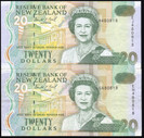 New Zealand - $20 - Brash - Error - Mismatched Serials - EH EG EJ 480818 - aUnc