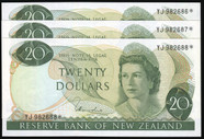 New Zealand - $20 - Hardie - Star Note Trio - YJ982686* - YJ982688* - Unc