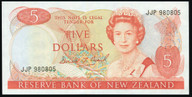 New Zealand - $5 - Brash - Last Prefix - JJP980805 - Unc