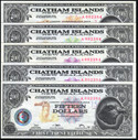 Chatham Islands - $3 $5 $8 $10 $15 - Matched Set - 2001 - A002384 - Unc