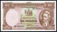 New Zealand - 10 Shillings - Fleming - 8B 890632 - VF