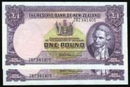 New Zealand - 1 Pound - Fleming - Consecutive Pair - 282 341405 - 282 341406 - EF