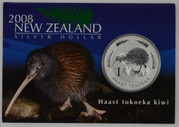 New Zealand - 2008 - Silver Dollar Specimen Coin - Haast Tokoeka Kiwi