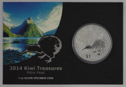 New Zealand - 2014 - Silver Dollar Specimen Coin - Kiwi Treasures
