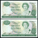 New Zealand - $20 - Consecutive Pair - Russell - TCT000016 - TCT000017 - First Prefix