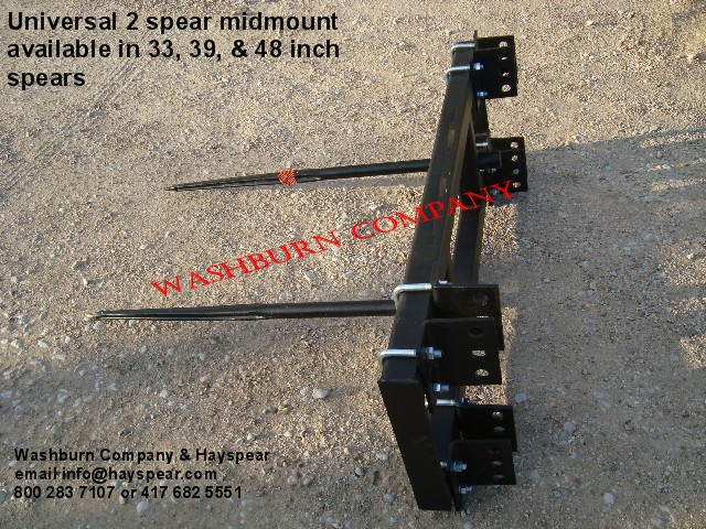 Skid Steer 49" Hay Bale Spear Spike Round Bale Spear Mover Quick Attach 3000lb 