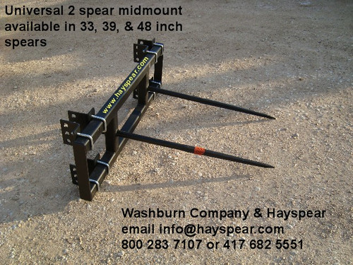 Hay Bale Stabber Universal 3 Point 2 Spear w/ 39" Spears, 3 point hay bale spear, 3 point bale mover, tractor 3 point attachments, 3-point hay spear, 3 point fork, 3 point bale spear, 3 pt bale spear  mc