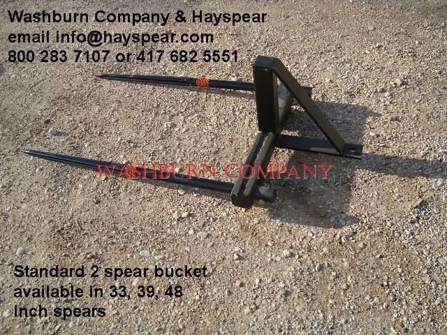 Hay Bale  Mover Stacker Bucket Mounted w/ 2-48" Hay Spears 