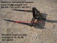 Hay Bale Mover Stacker Bucket Mounted 2 Spear w/ 48" Spears
Each hay bale spear is rated at 3000" @ 30" load center
