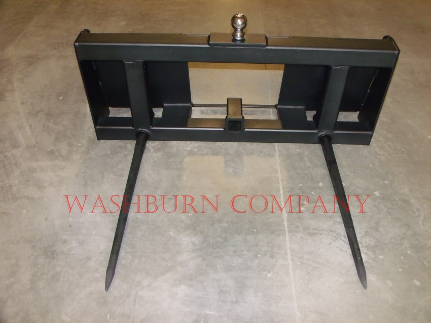 Skidsteer 2 Spear Hay Bale Stacker 48" Long Heavy Duty Spear