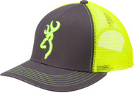 Browning Flashback Neon Cap Charcoal/Neon Green with Buckmark Baseball Hat