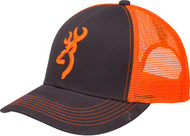 Browning Flashback Neon Cap Charcoal/Neon Orange with Buckmark Baseball Hat