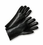 14" Black Single Dipped PVC Cotton String Glove w/Gauntlet Cuff 1dz
